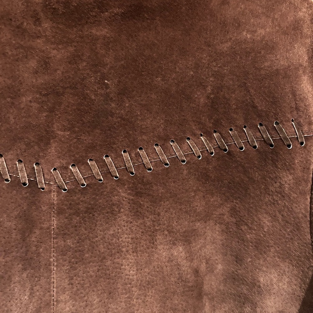 Vintage suede leather Brown Women's Bohemian Jacket - Picture 6 of 7